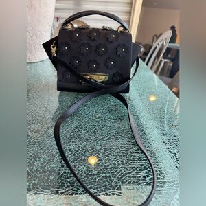 Zac Posen Elegant Black Floral crossbody Handbag